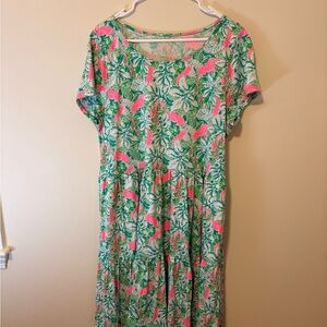 Lilly Pulitzer Floral Green and Pink Dress